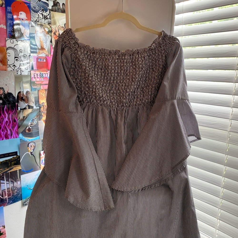 striped bell sleeve dress summer